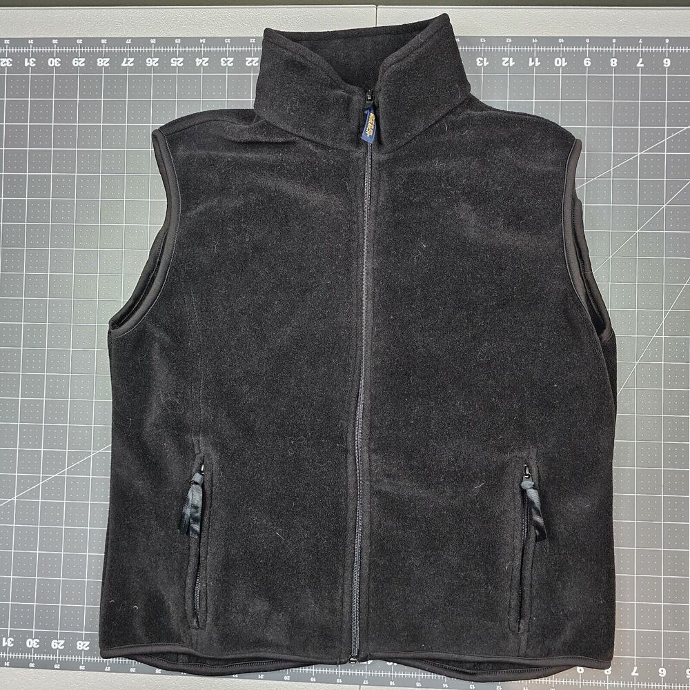 Vintage Woolrich Vest Womens Medium Black Full Zip Fleece Outdoors Hiking Preppy